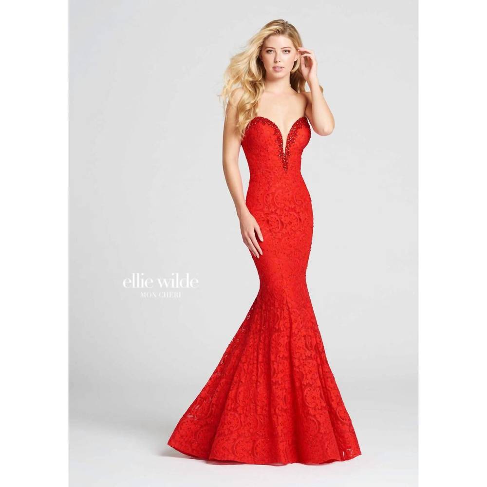 NEW ELLIE WILDE women's prom dress in red